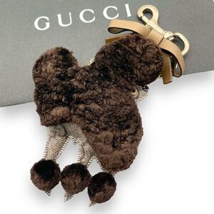 GUCCI グッチ キーホルダー チャーム グッチョリ トイプードル ブラウン 茶 キーリング バッグチャーム 犬 