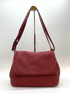 1円～ ボッテガヴェネタ BOTTEGA VENETA 624044 ショルダーバッグ 斜めがけ イントレチャート ボルドー レッド アウトレット 美品