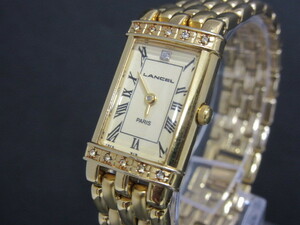 ブランド祭 時計祭 美品 LANCEL ランセル クオーツ 稼働品 ゴールドカラー レディース腕時計