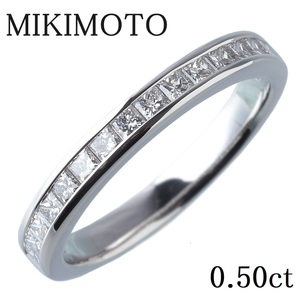  Mikimoto современная модель кольцо с бриллиантом половина Eternity 12 номер 0.50ct огранка Принцесса PT950 DGR-1367R type новый товар с отделкой [14792]