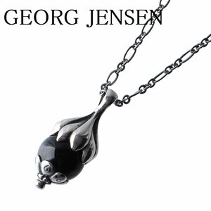 【1円スタート】ジョージジェンセン イヤーペンダント 1991 オニキス ネックレス 45cm シルバー DENMARK GEORG JENSEN【1362915050】