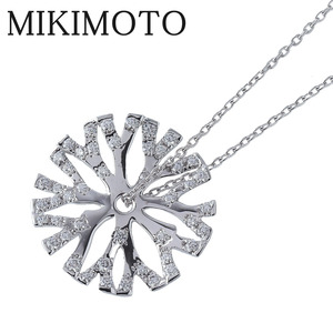 ミキモト ダイヤ ネックレス コーラルコレクション ダイヤ0.49ct K18WG 70cm サンゴモチーフ 新品仕上げ済 MIKIMOTO【15028】