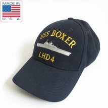 USA製 米軍 USS BOXER LHD4 アメリカ海軍 強襲揚陸艦 シップキャップ 紺系 ミリタリーキャップ アメリカ製 D147-41-0012XVW_画像1