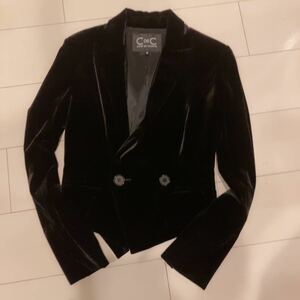 【美品】Coup de Chance (クードシャンス) 絹(シルク)100％ ジャケット ブラック ベロア調 黒 長袖