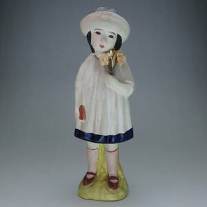 古博多土人形　花束を持った少女　昭和前期　大正ロマン　当時物