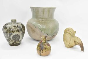 (678P 1206T3)1円～ 置物 4点セット 陶器 花瓶 インテリア小物 工芸品 アンティーク まとめて