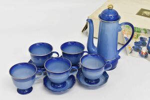 (683M 1211M6) 1円～ 未使用 翠泉 地中海 コーヒーカップ＆ソーサー ポット付 茶器 金彩 洋食器