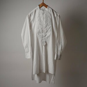 フランス ヴィンテージ ドレスシャツ グランパシャツ プルオーバーシャツ 刺繍[C928]