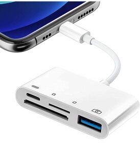 iPhone SD カードリーダー usb 変換アダプタ 4in1 多機能 データ転送/Office資料/写真/ビデオ SD/TF カメラアダプタ OTG機能 高速