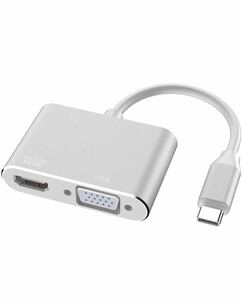 USB Type C to HDMI VGA 変換アダプタ、LukyTimo USB Type C ハブ2 in 1 Thunderbolt 3 to VGA HDMI 4K UHDコンバータ 変換アダプタ