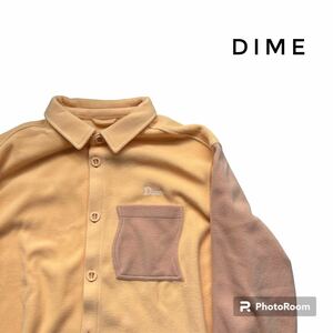 Dime(ダイム) バイカラーフリースシャツジャケット　ワンポイントロゴ　古着