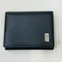 中古 極美品 Dunhill ダンヒル 小銭 ケース カード コンパクト ブラック 黒色 レザー ロゴ プレート メンズ 男性 ビジネス プレゼント 1584_画像2