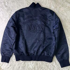 １円 新品未使用・タグ付きVAN JACKET　スタジャン　ネイビー　ボア　ナイロン　L