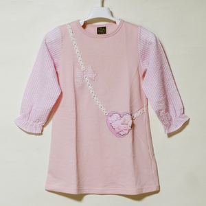 Dolly Ribbon Dolly ribbon child clothes size 120 small flower . ribbon Heart pochette long sleeve tunic One-piece new goods postage included 