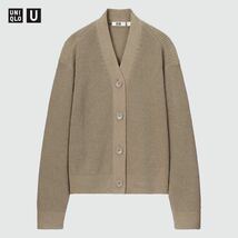 UNIQLO U リブカーディガン　サイズM カーキ　2023春夏_画像1