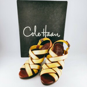 Cole Haan コールハーン ヒールサンダル オープン トゥヒール 靴 レザー イエロー系 パンプス シューズ ハイヒール ファッション小物