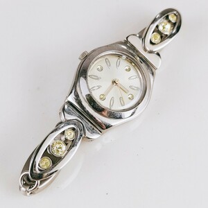 【スイス製】swatch irony スウォッチアイロニー 腕時計 アナログ ブレス時計 3針 ラインストーン アクセサリー レトロ時計 とけい トケイ