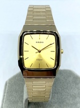 【即決】 RADO ラドー ダイアスター アンティーク メンズウォッチ スクエア 132.9577.3 クオーツ ゴールド文字盤 ヴィンテージ 稼働品_画像1