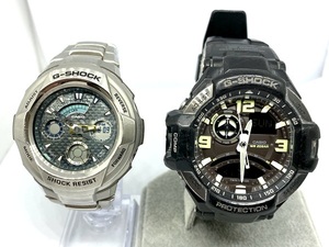 【1円スタート/稼働品/訳ありセット】 CASIO カシオ G-SHOCK スカイコックピット 5302 GA-1000 黒 4778 G-1800D シルバー