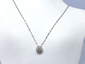 【即決】 K18WG/PT999 ダイヤモンド ペンダント ネックレス 0.23ct 一粒 ホワイト プラチナ 一粒ダイヤモンド プチペンダント 1.5ｇ