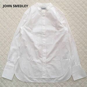 JOHN SMEDLEY ENGLAND ジョンスメドレー イングランド トップス ノーカラーシャツ バンドカラーシャツ 長袖シャツ 白 ホワイト ドレス系