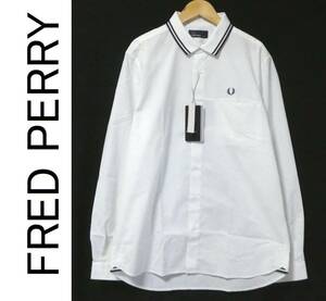 正規品 新品 Fred Perry フレッドペリー F4403 COLLAR RIB SHIRT カラーリブシャツ 長袖 月桂樹刺繍 ロゴ刺繍 S 白 ホワイト