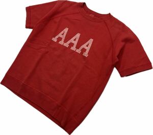 SLAP SHOT ☆ AAA プリント◎ 半袖 スウェット シャツ トレーナー レッド 染め L ストリート 古着 渋谷 老舗 スラップショット■CE302