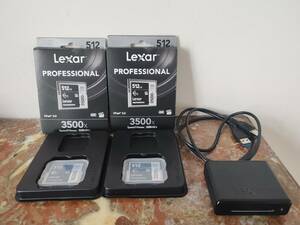 Lexar 512GB プロフェッショナル 3500x CFast 2.0 メモリーカード 4Kビデオカメラ用 ×　2 ＋カードリーダ 