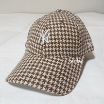 NEW ERA ニューエラ レディース 9FORTY キャップ 帽子 NY ヤンキース 千鳥格子 ブラウン 茶色 ベージュ 白_画像1