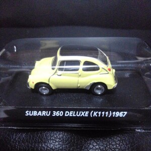 スバル　360　デラックス　 (K111) 1967 イエロー　1/64 コナミ　絶版　コレクション ミニカー