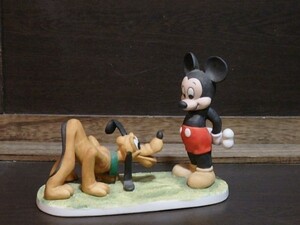 ◆ジャンク 格安◆　東京ディズニーランド ミッキーマウス＆プルート 陶器置物　Disney ミッキー ディズニー オールドミッキー