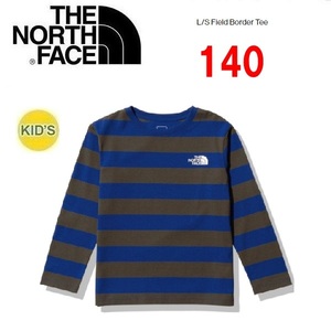 THE NORTH FACE ザノースフェイス キッズ フィールドボーダーロングＴシャツ ブルー 140　NTJ32320　子供用　ロンＴ　長袖　アウトドア