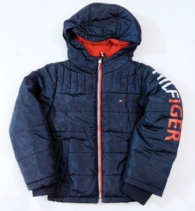 トミーヒルフィガー TOMMY HILFIGER 子供用 中綿ジャケット 裏起毛 パーカ フーディー 紺色 サイズ6 （110-120）