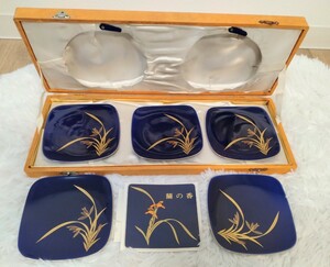 香蘭社 皿 5枚セット 青 紺 銘々皿 来客用 和皿 和菓子皿 未使用品