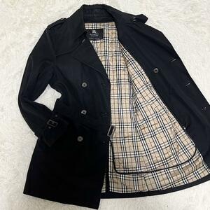 1円【漢の極】BURBERRY BLACK LABEL バーバリーブラックレーベル トレンチコート ノバチェック ライナー ベルト キルティング ブラック M