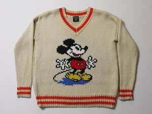 MOUSSY　マウジー　Disney　ディズニー　ニット　セーター　正規品　コラボ　別注　ミッキーマウス　MICKEY　チルデンセーター　ウール混
