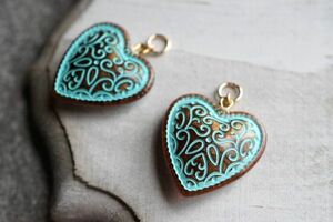 [ hoop for charm ]K14GF605 Vintage manner Germany acrylic fiber charm blue Heart 1 pair / hoop earrings * hoop earrings * earrings 