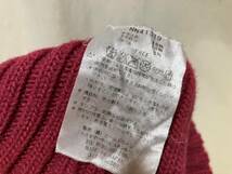 THE NORTH FACE ノースフェイス ニットキャップ/帽子 ボンボン付き 暗い赤ピンク系/白 中古品 MADE IN JAPAN 日本製_画像9