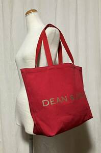DEAN&DELUCA CELEBRATING 10 YEARS IN JAPAN Dean and Dell -ka красный × Gold большая сумка / портфель 10 годовщина Япония б/у товар 