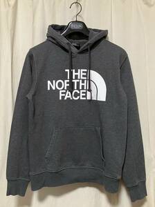 THE NORTH FACE ザ ノースフェイス ロゴプリント入りパーカー グレー/白 裏起毛 中古品