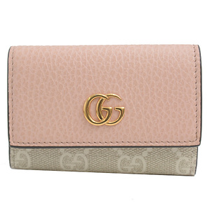 グッチ 小物 レディース 日本限定 ダブルG キーケース GGスプリームキャンバス ライトピンク×ベージュ GUCCI 456118 中古