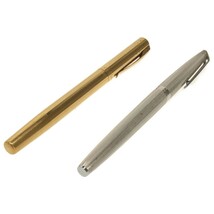 【WATERMAN 万年筆 2本まとめ】 PLAQUE ARGENT G シルバーカラー + PLAQUE OR G ゴールドカラー ペン先 18K 750 フランス製 筆記用具 J1102_画像4