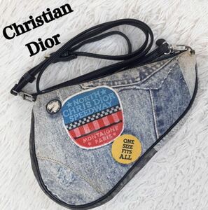 1円〜 【美品】ChristianDior クリスチャンディオール　ショルダーバッグ　サドルバッグ　斜めがけ　デニム　ブルー