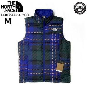 1円～!売切!【正規新品】THE NORTH FACE◆PRINTED ROXBOROUGH LUXE DOWN VEST ダウンベスト US限定 RDS認証(M)青 緑 チェック柄 190122-83