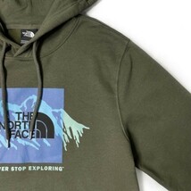 1円～!売切!【正規新品】THE NORTH FACE◆NOV GRAPHIC HOODIE パーカー US限定 ボックスロゴ 裏起毛 キャンプ 登山(XL)緑 カーキ 181130-33_画像4