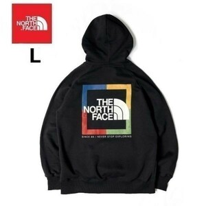 1円～!売切!【正規新品】THE NORTH FACE◆W NOV GRAPHIC HOODIE パーカー US限定 裏起毛 ボックスロゴ アウトドア(L)黒 181130-30