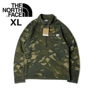 1円～!売切!【正規新品】THE NORTH FACE PRINT GORDON LYONS 1/4ZIP フリース プルオーバー US 登山 厚手ニット(XL)カーキ 迷彩柄181024-40