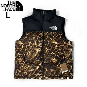 1円～!売切!【正規新品】THE NORTH FACE◆1996 RETRO NUPTSE VEST ダウンベスト ヌプシ US限定 2023最新 700フィル(L)茶 総柄 190122-115