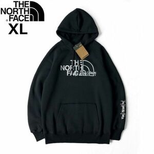 1円～!売切!【正規新品】THE NORTH FACE◆W GRAPHIC INJECTION HOODIE パーカー US限定 グラフィック 裏起毛 男女兼用(XL)黒 181130-23