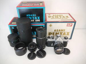 577 ASAHI PENTAX SPOTMATIC SP super-takumar 1:1.4/80//1:3.5/35//1:4/200 ペンタックス フィルムカメラ レンズ付 元箱付 MFカメラ